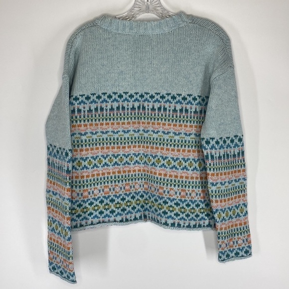Sundance Molly Fair Isle Blue Cardigan Sweater Size Small - Picture 2 of 5